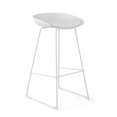 taburete de oficina blanco taburete patas de metal piel sintetica sin brazos 1