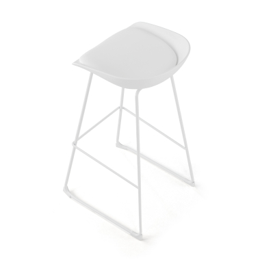 taburete de oficina blanco taburete patas de metal piel sintetica sin brazos 7