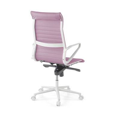 sillon de direccion blanco rosa respaldo alto estructura blanca piel sintetica brazos fijos 6