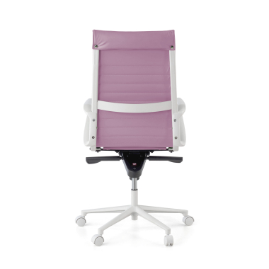 sillon de direccion blanco rosa respaldo alto estructura blanca piel sintetica brazos fijos 7
