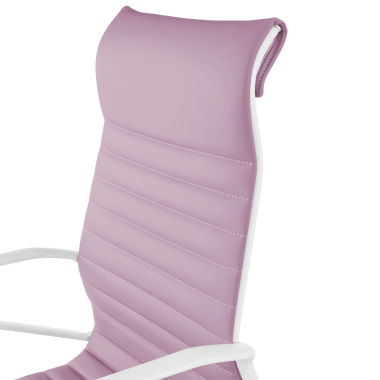 sillon de direccion blanco rosa respaldo alto estructura blanca piel sintetica brazos fijos 9