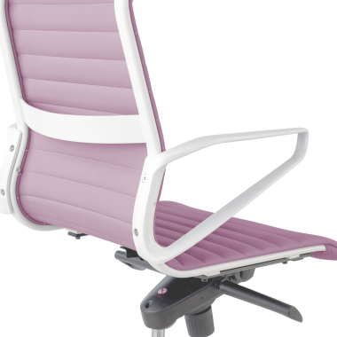 sillon de direccion blanco rosa respaldo alto estructura blanca piel sintetica brazos fijos 10