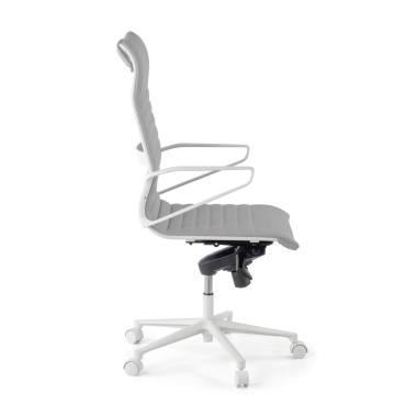sillon de direccion blanco gris respaldo alto estructura blanca piel sintetica brazos fijos 4