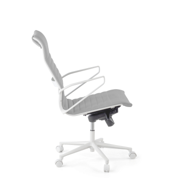 sillon de direccion blanco gris respaldo alto estructura blanca piel sintetica brazos fijos 5