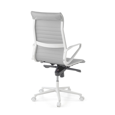 sillon de direccion blanco gris respaldo alto estructura blanca piel sintetica brazos fijos 6
