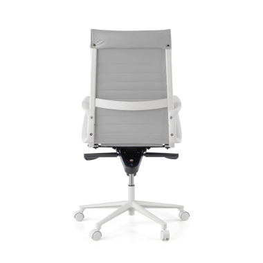 sillon de direccion blanco gris respaldo alto estructura blanca piel sintetica brazos fijos 7