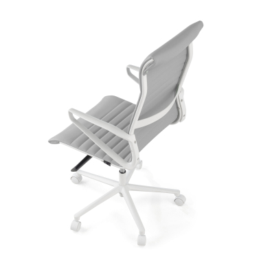 sillon de direccion blanco gris respaldo alto estructura blanca piel sintetica brazos fijos 8