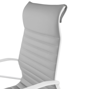 sillon de direccion blanco gris respaldo alto estructura blanca piel sintetica brazos fijos 9