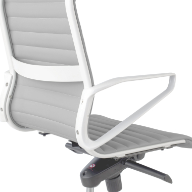 sillon de direccion blanco gris respaldo alto estructura blanca piel sintetica brazos fijos 10