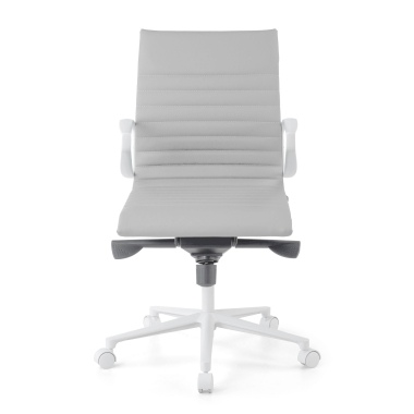 sillon de direccion blanco gris respaldo bajo estructura blanca piel sintetica brazos fijos 3