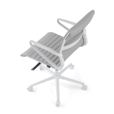 sillon de direccion blanco gris respaldo bajo estructura blanca piel sintetica brazos fijos 8