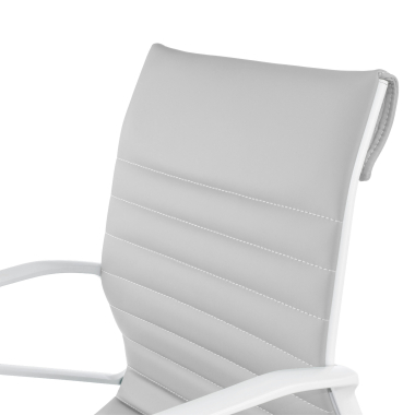 sillon de direccion blanco gris respaldo bajo estructura blanca piel sintetica brazos fijos 9