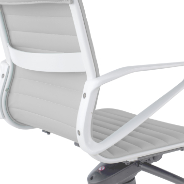 sillon de direccion blanco gris respaldo bajo estructura blanca piel sintetica brazos fijos 10