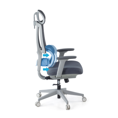 silla ergonomica blanco gris essenza malla brazos regulables 3d doble soporte lumbar reposacabezas 4