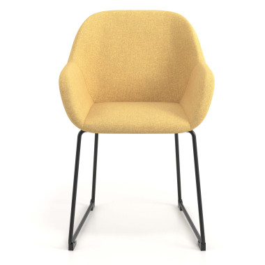 silla de visita amarillo estructura patin tela brazos tapizados 4