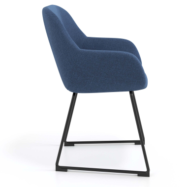 silla de visita azul estructura patin tela brazos tapizados 3