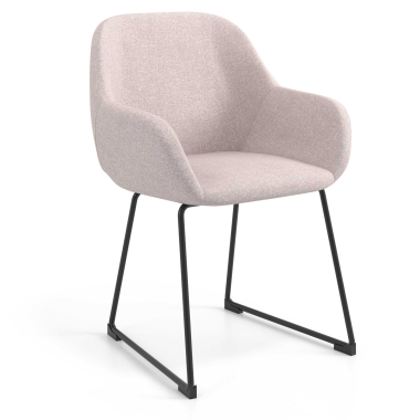 silla de visita beige estructura patin tela brazos tapizados 1