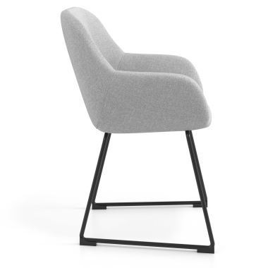 silla de visita gris claro estructura patin tela brazos tapizados 3