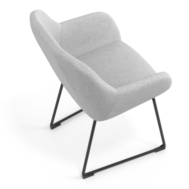 silla de visita gris claro estructura patin tela brazos tapizados 7
