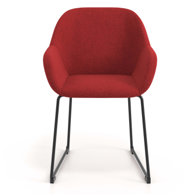 silla de visita rojo estructura patin tela brazos tapizados 4