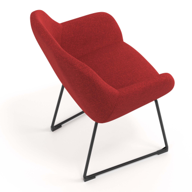 silla de visita rojo estructura patin tela brazos tapizados 7