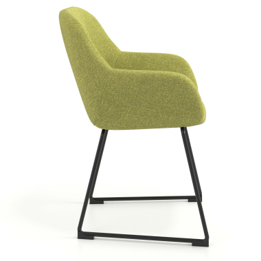 silla de visita verde estructura patin tela brazos tapizados 3