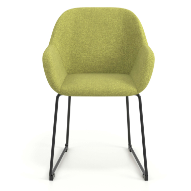 silla de visita verde estructura patin tela brazos tapizados 4