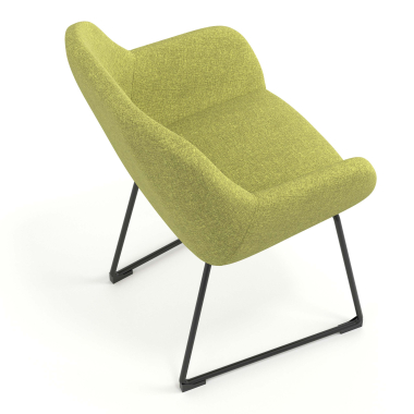 silla de visita verde estructura patin tela brazos tapizados 7