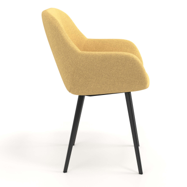 silla de visita amarillo 4 patas tela brazos tapizados 3