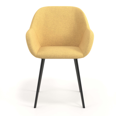 silla de visita amarillo 4 patas tela brazos tapizados 4
