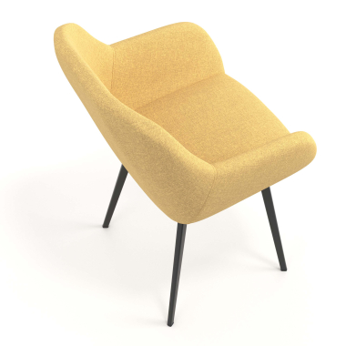 silla de visita amarillo 4 patas tela brazos tapizados 7