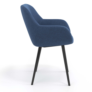 silla de visita negro azul 4 patas tela brazos tapizados 3
