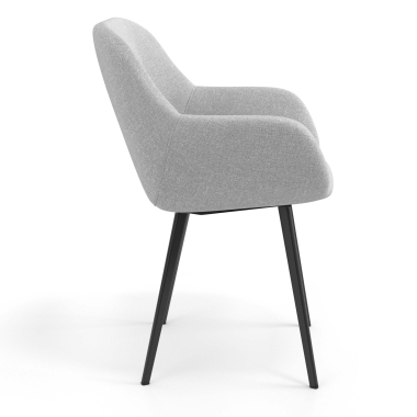 silla de visita negro gris claro 4 patas tela brazos tapizados 3