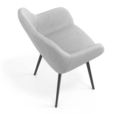 silla de visita negro gris claro 4 patas tela brazos tapizados 7