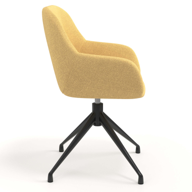 silla de reuniones negro amarillo giratoria tela brazos tapizados 3