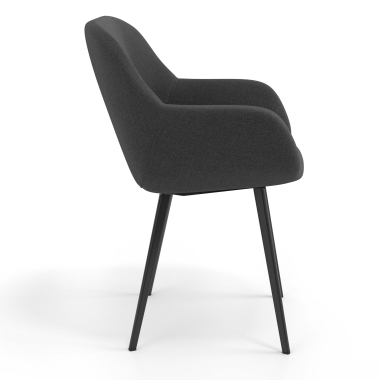 silla de visita negro antracita 4 patas tela brazos tapizados 3