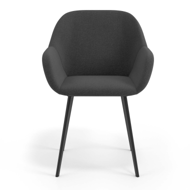 silla de visita negro antracita 4 patas tela brazos tapizados 4
