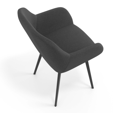 silla de visita negro antracita 4 patas tela brazos tapizados 7