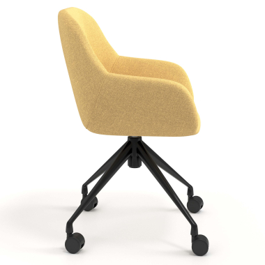silla de reuniones negro amarillo giratoria con ruedas tela brazos tapizados 3