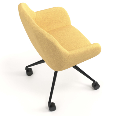 silla de reuniones negro amarillo giratoria con ruedas tela brazos tapizados 7