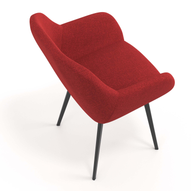 silla de visita negro rojo 4 patas tela brazos tapizados 7