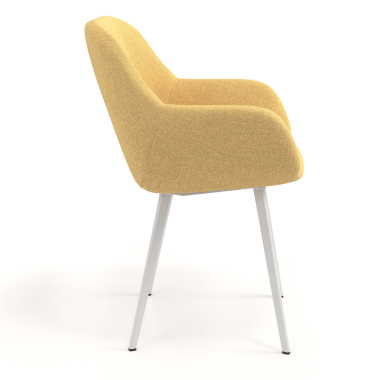 silla de visita blanco amarillo 4 patas tela brazos tapizados 3