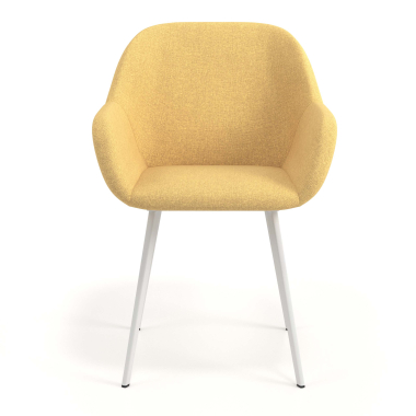 silla de visita blanco amarillo 4 patas tela brazos tapizados 4