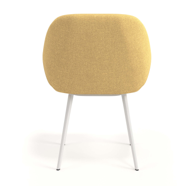 silla de visita blanco amarillo 4 patas tela brazos tapizados 6