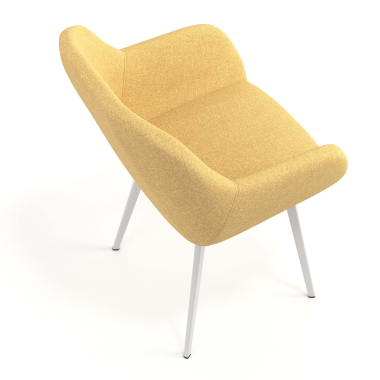 silla de visita blanco amarillo 4 patas tela brazos tapizados 7