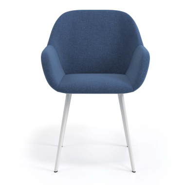 silla de visita blanco azul 4 patas tela brazos tapizados 4