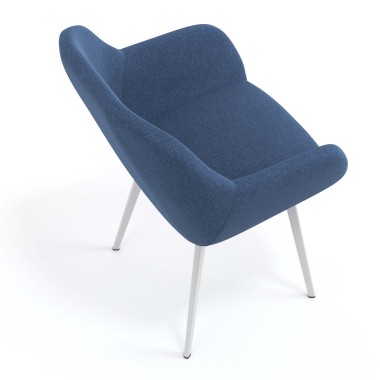 silla de visita blanco azul 4 patas tela brazos tapizados 7