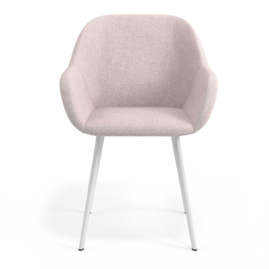 silla de visita blanco beige 4 patas tela brazos tapizados 4