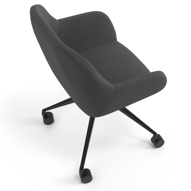 silla de reuniones negro antracita giratoria con ruedas tela brazos tapizados 7