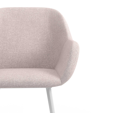 silla de visita blanco beige 4 patas tela brazos tapizados 5